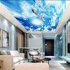 Обои 3D Голубое небо Белые облака Чайка Потолок Настенная роспись Гостиная Спальня Украшения Обои