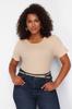 Women's Style Plus Size Beige Camisole Knitted Plus Size Blouse