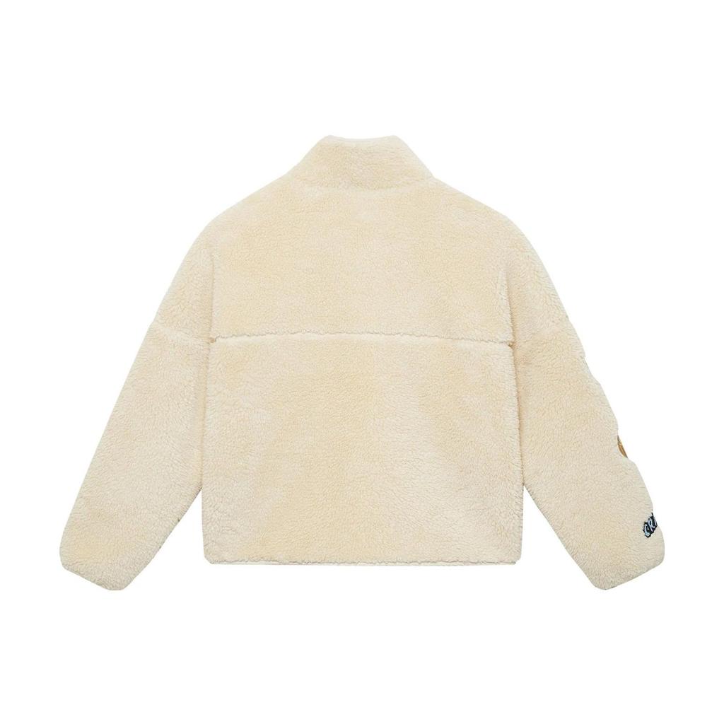 Li-Ning X Disney Chip N Dale Cartoon Letter Embroidery Loose Knit Zip Cardigan With Lamb Wool Lining Warm Cotton Jacket Women Outerwear AFDSC92-1