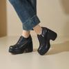 British Style Thick Heel Small Leather Shoes Genuine Leather Women's 2025 Waterproof Table 10cm Super High Heel Hollow Breathable Deep Mouth Single