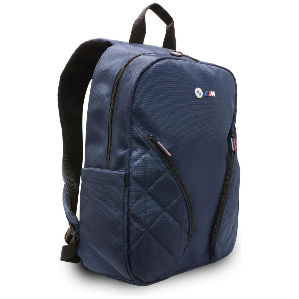 BMW Nylon Pockets&Metal Logo Backpack 16" Navy Blue