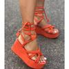 Fashion New Platform Wedge Strappy Sandals Women Fashion Round Toe Cross Tied Open Toe Women Sandals Platform Sandals Zapatos De Mujer
