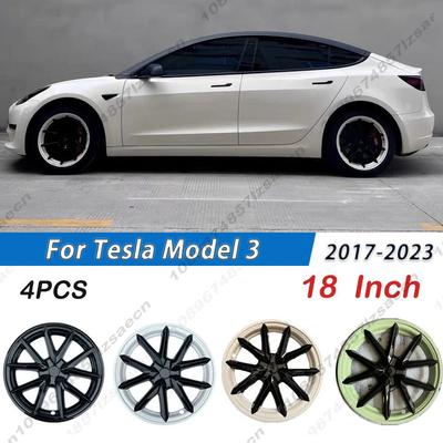 4 шт. Колпак ступицы автомобиля Для Tesla Model 3 2017-2023 18-дюймовый колпак колеса Замена Колпак ступицы колеса автомобиля Полное покрытие диска Аксессуары