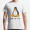 Компьютер - sudo rm -rf Пингвин Tux Linux - программист печатная футболка для мужчин 100% хлопок одежда больших размеров