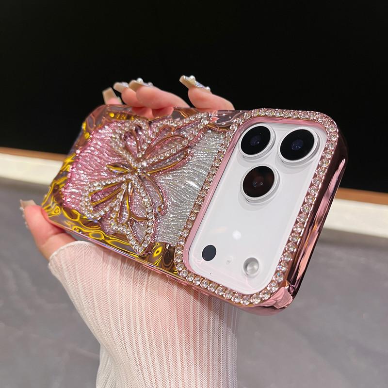 Наклейка-бабочка со стразами, подходит для чехла мобильного телефона iPhone11PROMAX, полый, с теплоотводом, Apple 11, гальваническое покрытие, блестящий, мягкий чехол