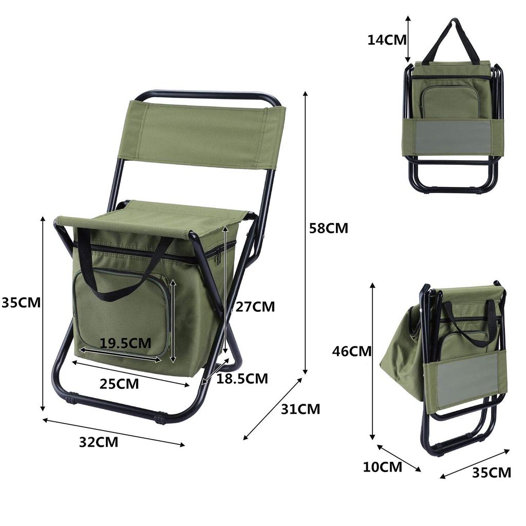 Portable Outdoor Folding Ice Pack Chair with Storage Bag with Backrest Insulation 3-in-1 Leisure Camping Fishing Chair