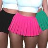 2022 New Women's Green Pleated A-line Mini Skirt - European & American Fashion