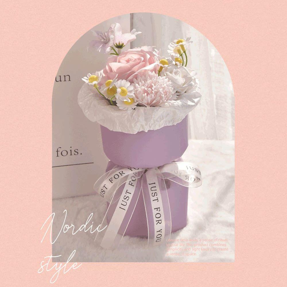 Carnation Rose Bouquet Artificial Hand Holding Soap Flower Decoration Fake Flower  Valentine Day