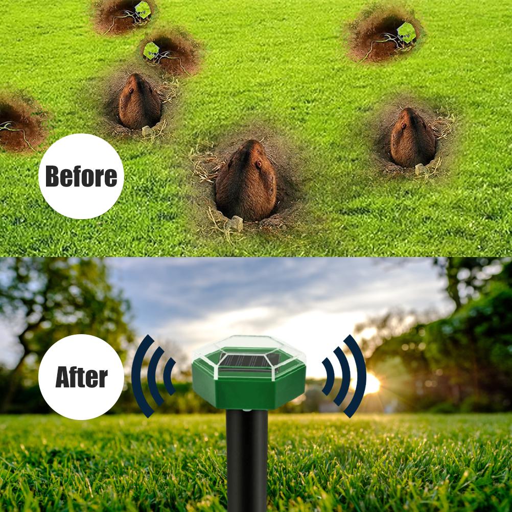 4 шт. Солнечный отпугиватель кротов, ультразвуковой, наружный, водонепроницаемый, звуковой, отпугиватель кротов, грызунов, сусликов
