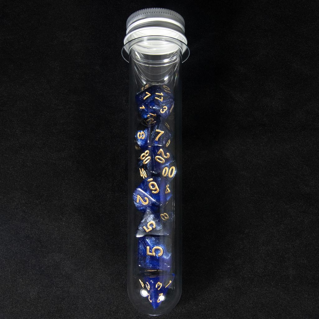 Cosmic Dice 7pcs DND Polyhedral Dice with Tube for Board Games /Teaching Math Party Accessories Multi Sided Dices Set