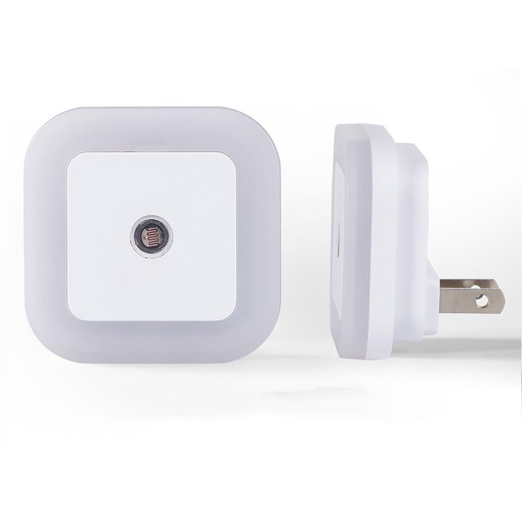 Светодиодный ночник с подключаемым модулем, интеллектуальный датчик заката и рассвета, квадратная форма, управление, ночник для кормления, спальня, лестница, коридор