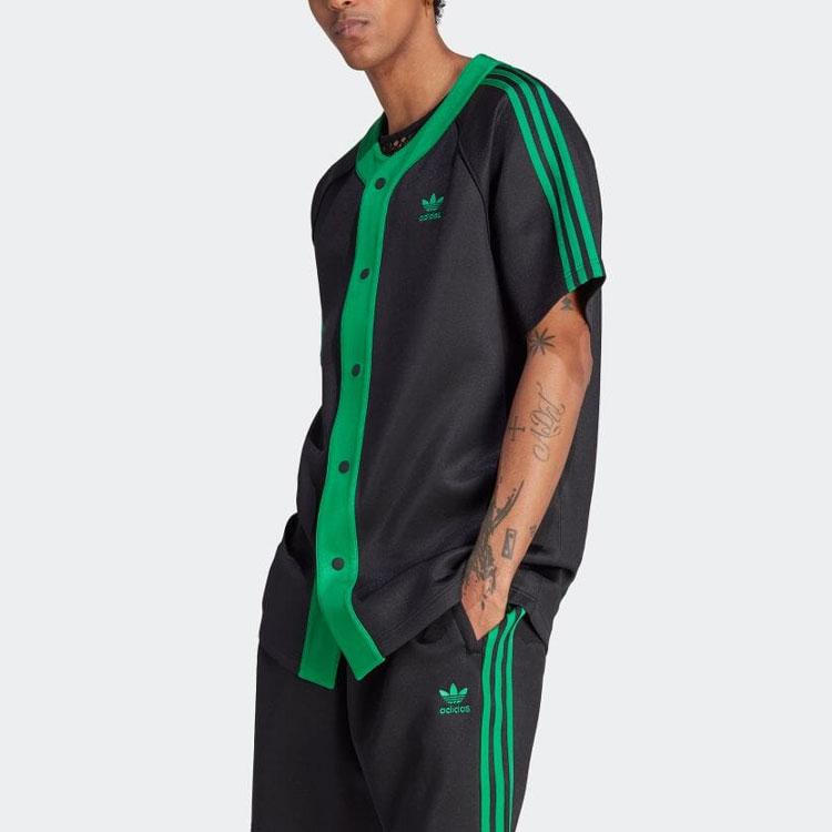 Adidas Originals Trefoil Three-Stripe Colorblock Logo Short Sleeve Shirt Men Tops Black II5782