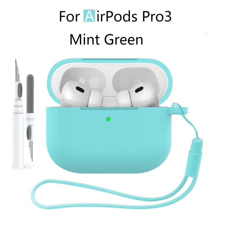Новый 2025 Чехол для Apple Airpods Pro 3 Мягкий силиконовый Полная защитная крышка с чистящим набором и брелком для чехла Airpods Pro 3