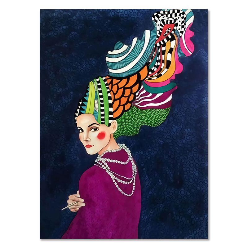 Современные женщины красочные цветы волосы девушки стены книги по искусству холст картины плакат на скандинавскую тему винтажные настенные панно для гостиной