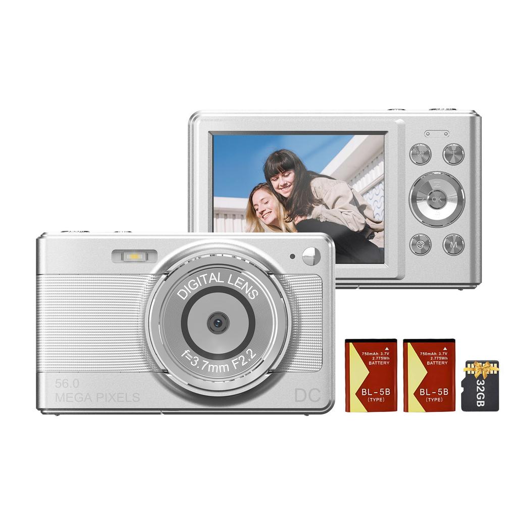 Цифровая камера 1080P Цифровая видеокамера Камкордер 56MP 2.88-дюймовый IPS экран 8X Цифровой зум AF