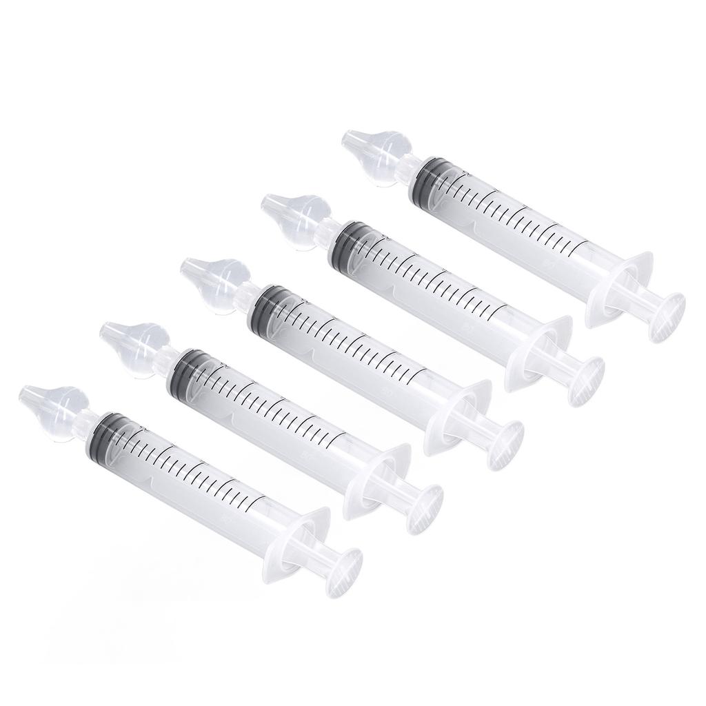 5pcs Syringe Nasal Irrigator Silicone Tip Portable Lightweight Baby Nose Rinsing Tool 10ml