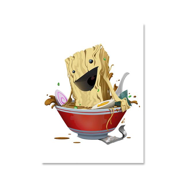 Японский стиль Еда Забавный Рамэн Лапша Суши Плакат Настенная Картина на Холсте Картина для Гостиной Домашний Декор Кухни Куадрос Без Рамки