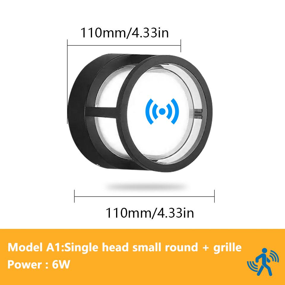 6 Вт 12 Вт Водонепроницаемый светодиодный настенный светильник IP66 для внутреннего и наружного использования, с радарным датчиком движения, для крыльца, домашний бра, декоративное освещение