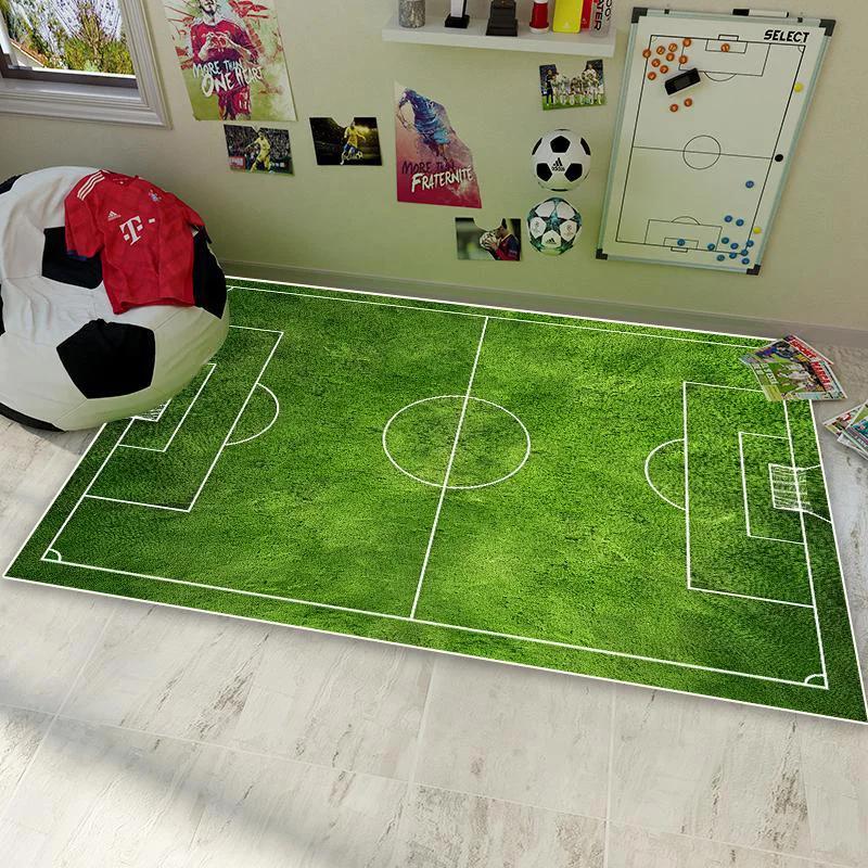 Soccer Football Field Carpet for Living Room Bedroom Home Green Floor Mat Non-slip Decoration for Sofa Children Soft Rug Gifts