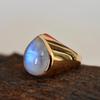 Blue Fire Rainbow Moonstone 925 Sterling Silver Rose Gold Overlay Ring Jewelry, Handmade Artisan Gift Ring