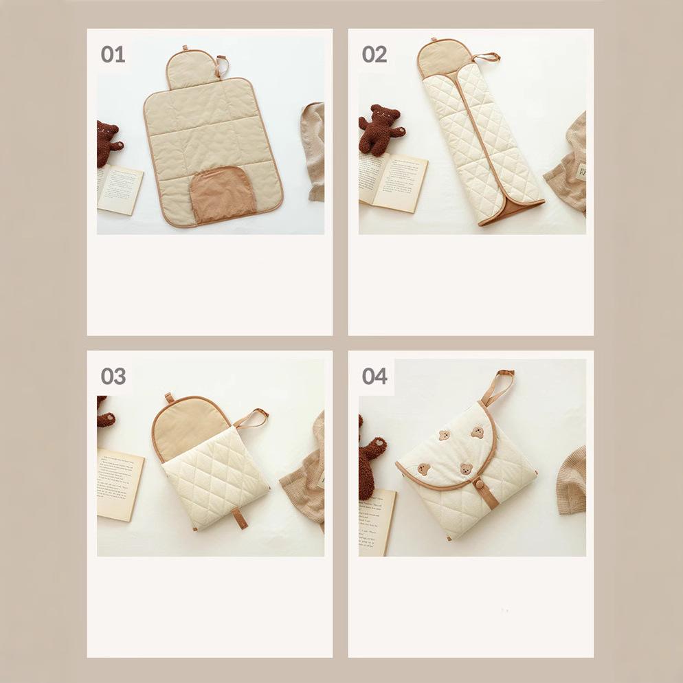 70*50см Портативный пеленальный коврик для малыша Ин Симпатичный мультяшный Складной коврик для подгузников Водонепроницаемая пеленальная станция для путешествий Карман для хранения