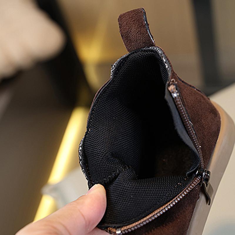 England Style Retro Black Coffe Khaki Kids Shoes for Boys Pretty Baby Girl Chelsea Boots Non-slip City-friendly Boots I09058