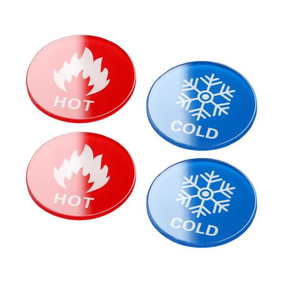 2 пары акриловых знаков «Горячо-Холодно», водонепроницаемые самоклеящиеся знаки для дома, кухни, ванной комнаты, офиса, индикации температуры воды, круглые, квадратные, предупреждающие знаки