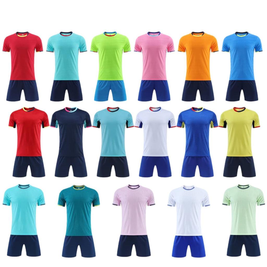 Wholesale football jersey set Customized men's and women's training short-sleeved jersey Student sports competition breathable and quick-drying 
