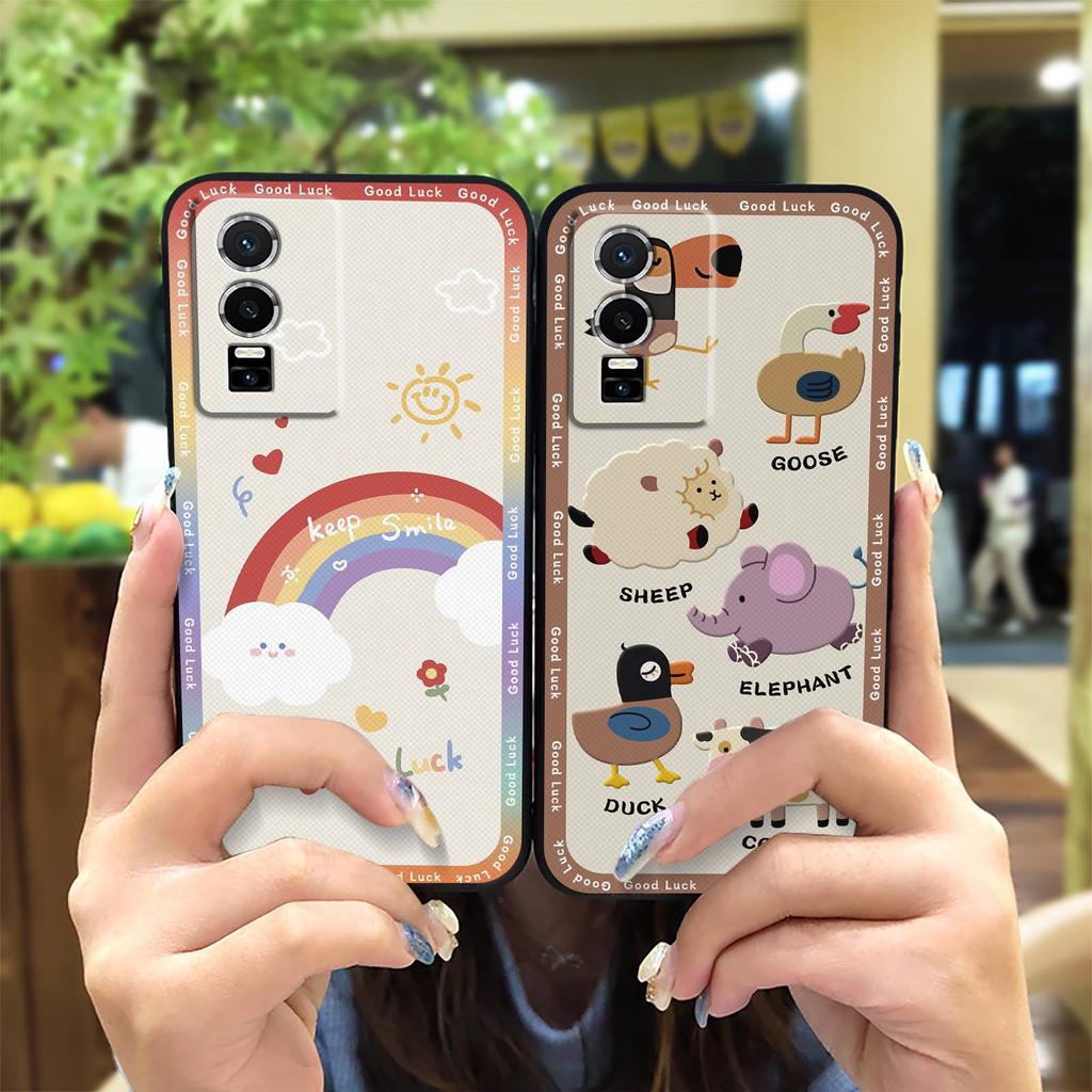 Durable Silicone Phone Case For VIVO Y76 5G Soft case Full wrap Waterproof protective Fashion Design Cover Cute Cartoon