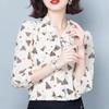Floral Chiffon Shirt Blouse Female Korean Version 3/4 Sleeve Shirt Fashion Small Shirt Top Elastic Cuffs