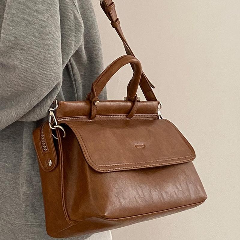 Ретро портфель, новый стиль, женская рабочая сумка, большая вместительная фактурная сумка, сумка-мессенджер, сумка-мессенджер