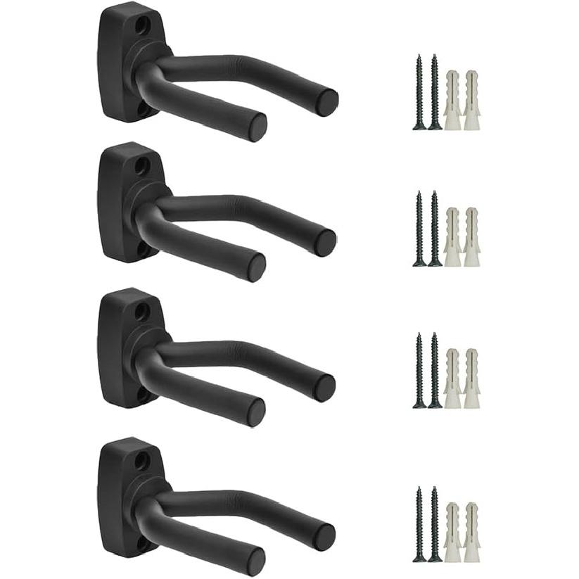 Guitar Hanger Hook Holder Wall Mount Display Acoustic Guitar Stand Ukulele Bass Mandolin Banjo Wall Mounts Hangers Black (1, 8)