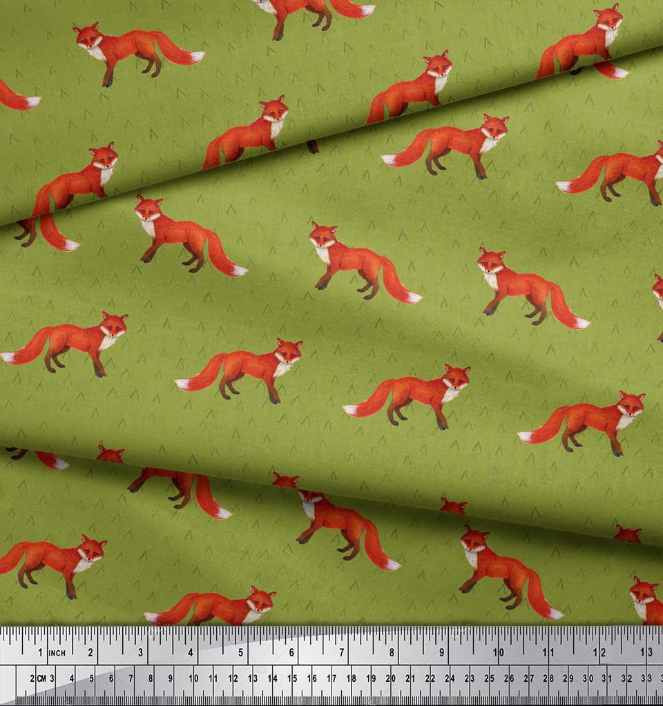 Soimoi Фиолетовая японская креп-сатиновая ткань с принтом лисы и животных, ткань для рукоделия по метрам, 42 дюйма