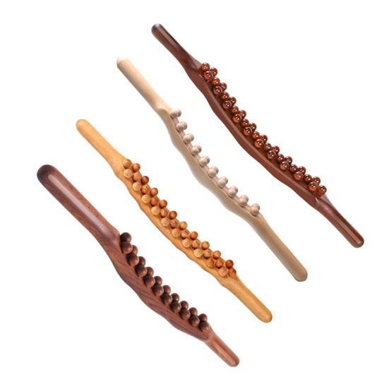 Wood Massage Roller Stick for Lymphatic Drainage Handheld Cellulite Massager for Neck Back Waist Leg Acupoint Stimulation Rod