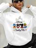 Disney Alphabet Hoodies Boys and Girls Family Hooded Sweater Autumn and Winter Cotton Men's Women's Oversized Loose Long Sleeves