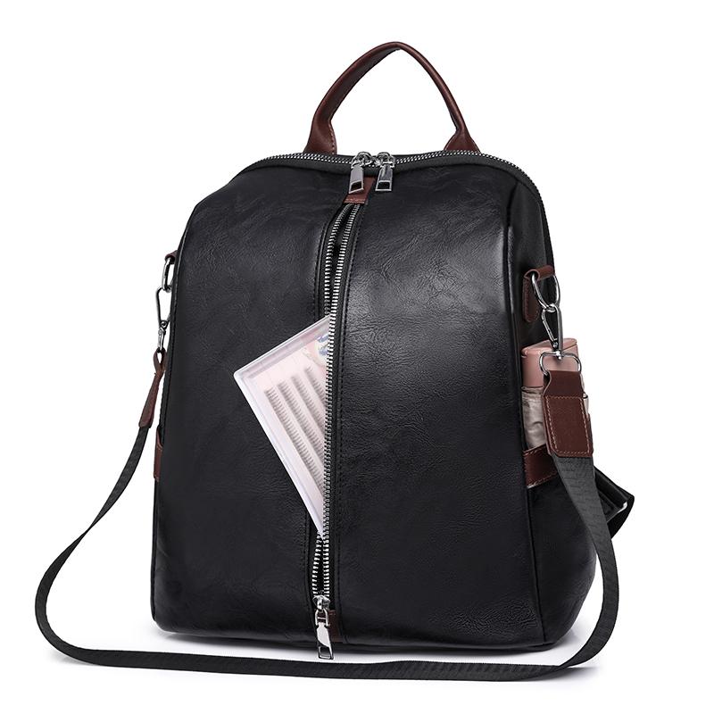 Женский мягкий кожаный рюкзак в стиле ретро с большой емкостью