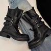 Retro Martin Boots Women's Summer New Thick Heel Belt Buckle Short Boots Locomotive Boots Versatile Single Boots Tide