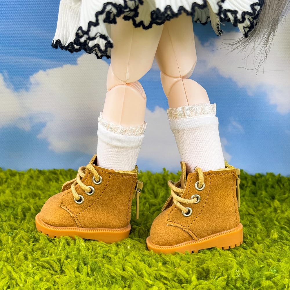 Niannyyhouse 15 см Плюшевая кукла, Высокие ботинки, для 16 BJD, Аксессуар для наряда куклы, Набор из 2 пар (Белый + Бежевый)