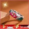 Ретро кольцо с эмалью cloisonне в виде лотоса из стерлингового серебра для женщин
