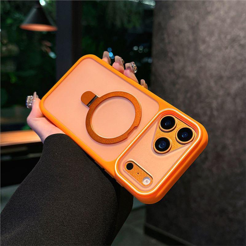 Совместимый iPhone 17 Pro Max Полупрозрачный Матовый Металлический Магнитный Держатель Защитный Чехол с Ощущением Кожи