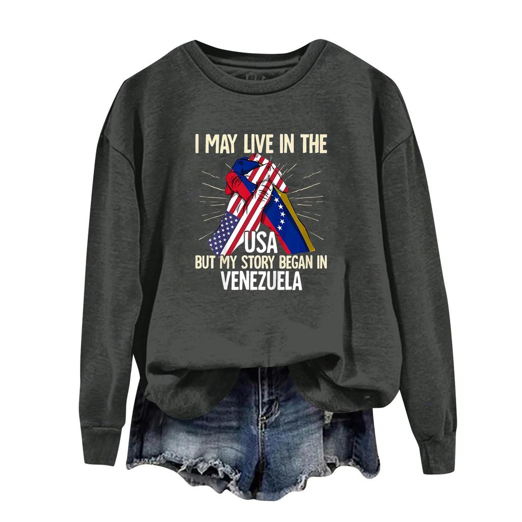 Женский спортивный худи с круглым вырезом и длинными рукавами с принтом