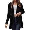 Lady Sequin Coat Open Stitch Cardigan Irregular Hem Long Sleeves Solid Color Formal Business Jacket Office Commuting Outerwear