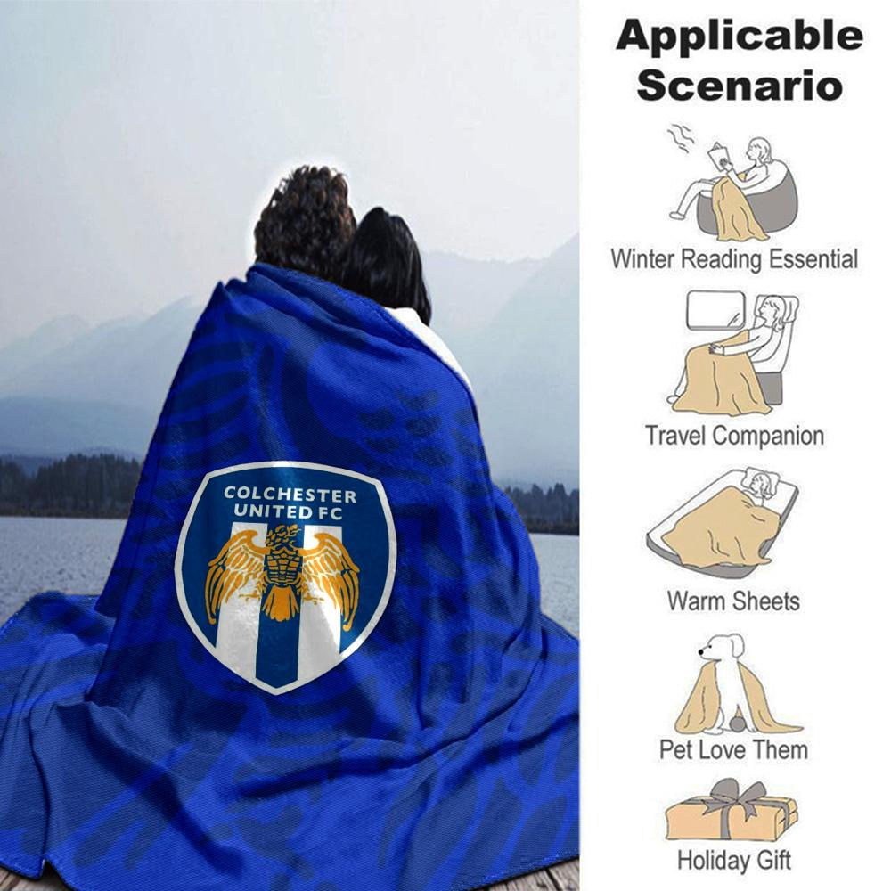 Colchester Utd FC Print Flannel Blanket High Quality Warm Comfortable Cover for All Seasons Perfect for Gifts Home Decor