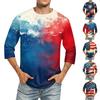 Men's Solid Color Round Neck Three Quarter Sleeve Top T-shirt