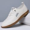 Новые мужские дышащие белые туфли с мягкой подошвой, без шнуровки, обувь для ленивого вождения, модная повседневная кожаная обувь
