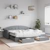 VidaXL Daybed with Trundle and Drawers Light Grey 90x200 Cm Fabric 3197584