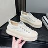 Fashion Lace Up Ladies Shoes Canvas Women Footwear Off White High On Platform Walking Casual Korean 2024 New Y2k Fashion 39 Autumn Cheap