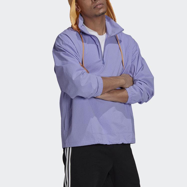 Adidas Оригинальная повседневная спортивная куртка с капюшоном и молнией в четверть трилистника, мужские топы, светло-фиолетовые HB1822