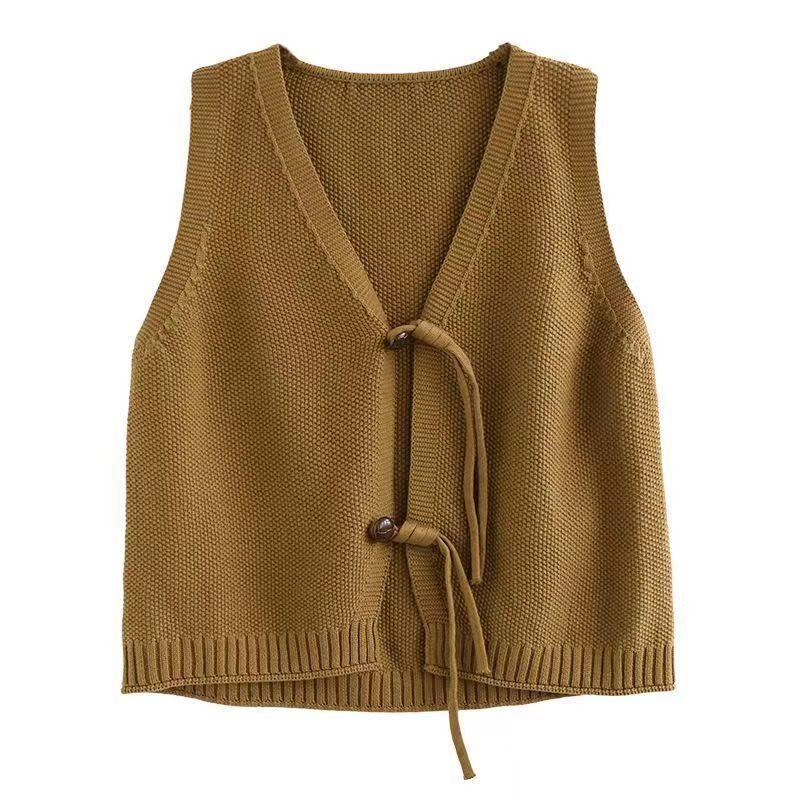 Свободный ретро-вязаный жилет для женщин, весна и осень, свободный свитер, жилет для верхней одежды
