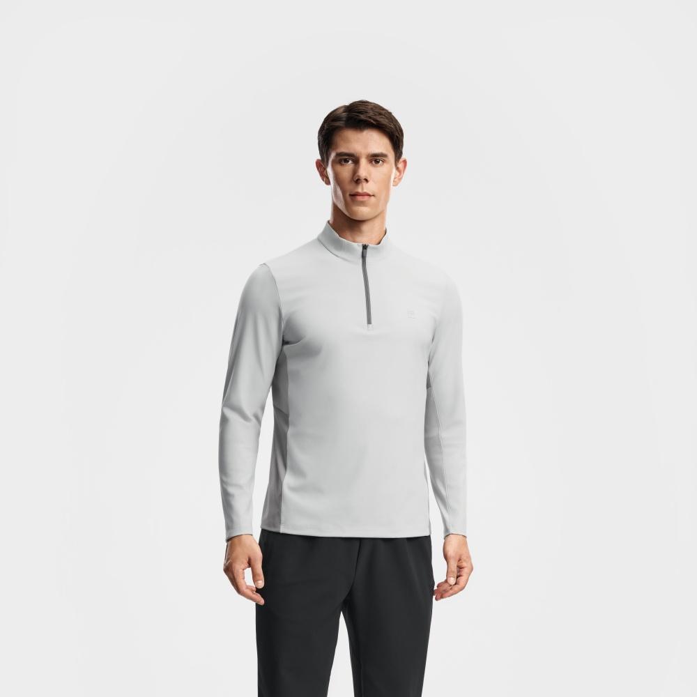Men's FILA T-Shirts Men's Light Gray Stand Collar Moderate Straight Fit